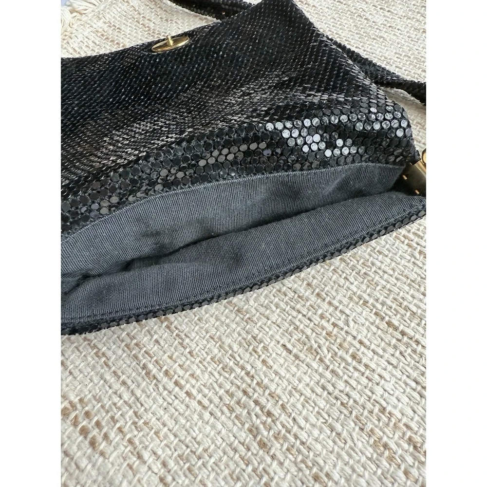 Black Metal Mesh Evening Bag Crossbody Prom Black Tie Fancy‎ Slinky